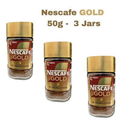 NESCAFE GOLD Rich Aroma & Smooth Taste Golden Roasted Arabica Coffee 50g -3 Jars