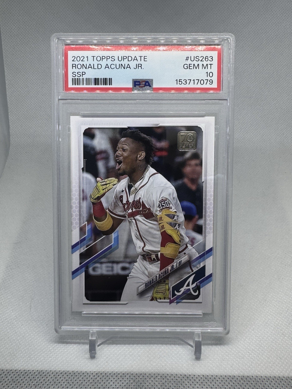 Ronald Acuna Jr. SSP - 2021 Topps Update Image Variation #US263 - PSA 10 view 1