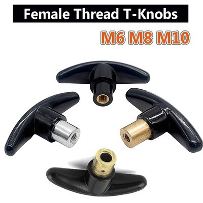 M6 M8 M10 T-Knobs Female Thread Black Plastic Clamping Hand Knobs Nuts Handles