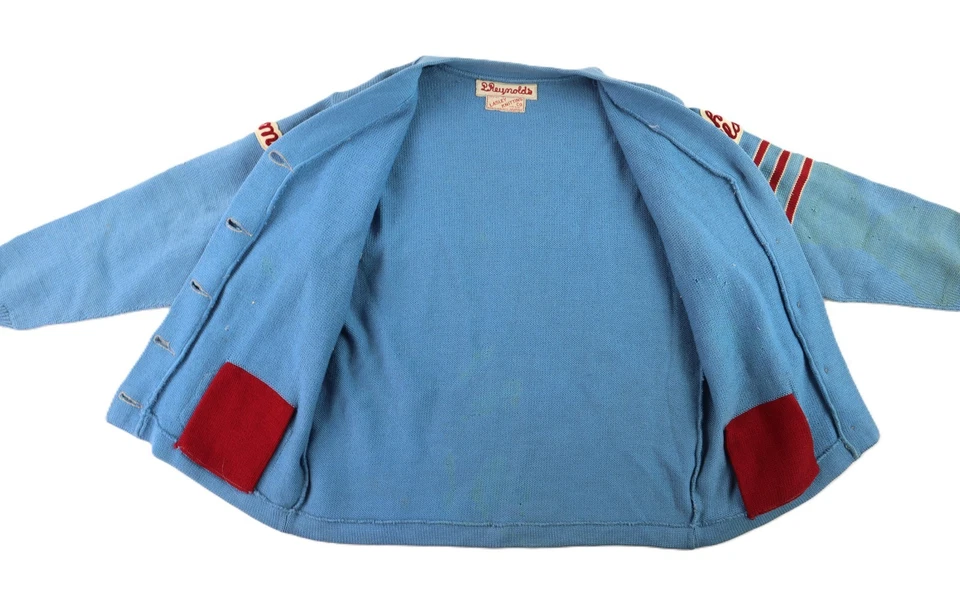 Cárdigan Suéter Tejido De Colección Años 60 1968 EE. UU. Adulto 38 M Anchorage Alaska Letterman Foto 2 de 4