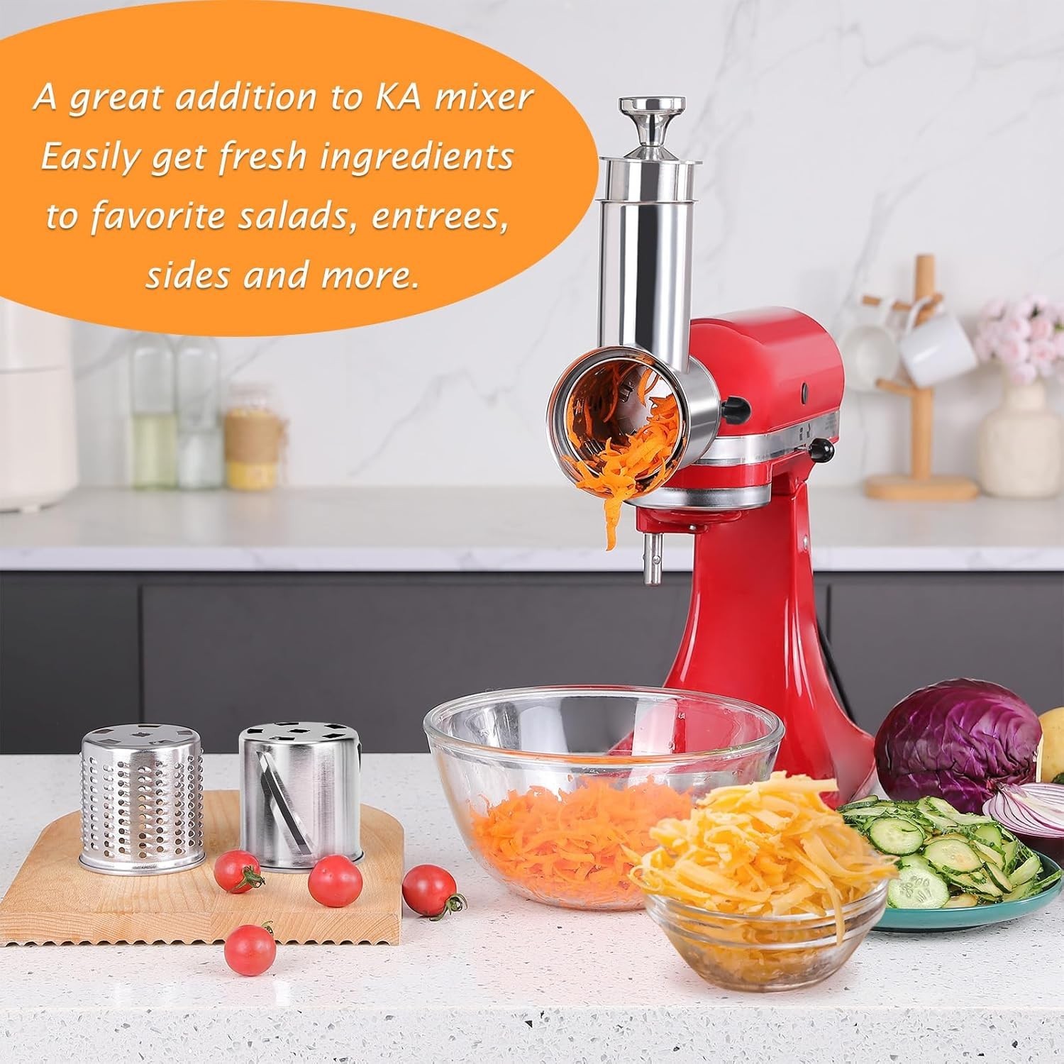Fresh Prep Slicer Shredder Attachment for KitchenAid Stand Mixers, Stainless Ste