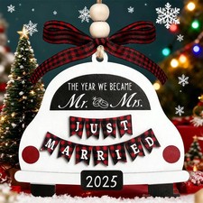 Christmas Tree Decoration Ornament " 2025 Year We Became Mr  Mrs Just Married"