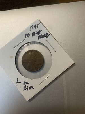 1945 No Mint Mark  L  in Liberty On Rim Error Wheat Penny Cent BN