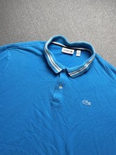 Lacoste Polo Shirt Men  s 3XL Blue Short Sleeve Striped Collar Preppy Tennis