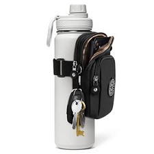 Gym Water Caddy with Phone Holder, Water Bottle Sleeve Bag with Pocket Black