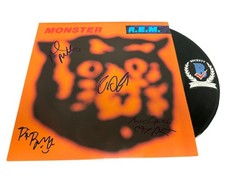 REM Band Signed Autograph Monster Vinyl LP Michael Stipe Mike Mills + 2 Beckett