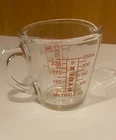 Pyrex Measuring Cup 508  1 Cup Red Lettering Closed D Handle USA Vintage - OZ ML