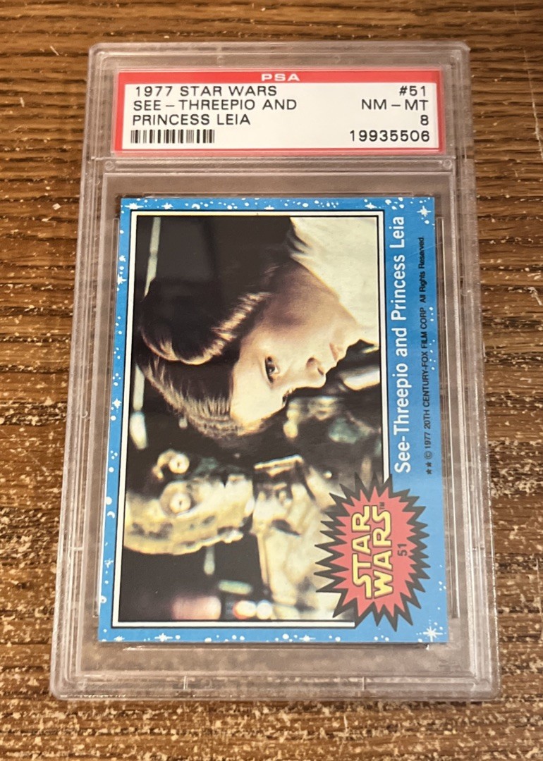 1977 STAR WARS TOPPS "See-Threepio and Princess Leia" #51 PSA 8 NM-MT