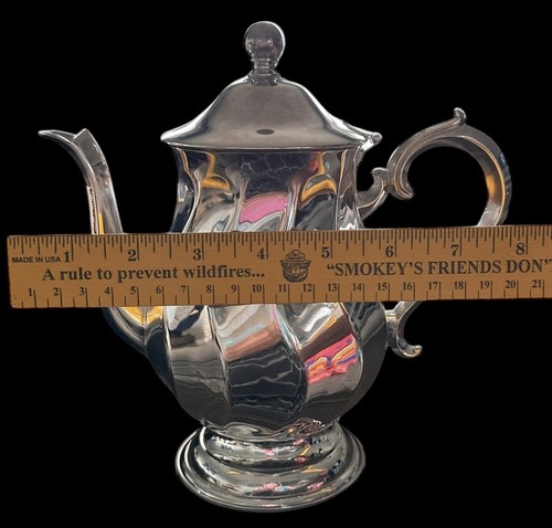 VTG Silvertone Swirled Four-Cup Tea Pot With Hinged Lid Mid Century Modern EUC - Picture 8 of 9