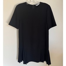Zara Women's Pleated Ruffle Shift Dress Size XS Oversized Look Black Party