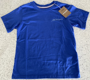 PATAGONIA Kid's Graphic Tee Blue 100% Regenerative Organic Cotton Sz Sm (7-8)