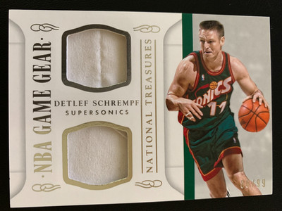 2014-15 Panini National Treasures NBA Game Gear Duals Detlef Schrempf ed/99