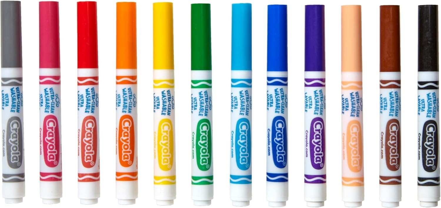 Crayola Broad Line Markers (12 Count), Washable Markers for Kids, Assorted Color