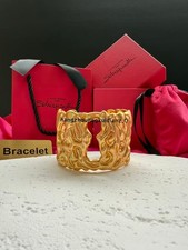 Bracciale Schiaparelli retrò antirughe texture buco della serratura ottone con SCATOLA e sacchetto antipolvere
