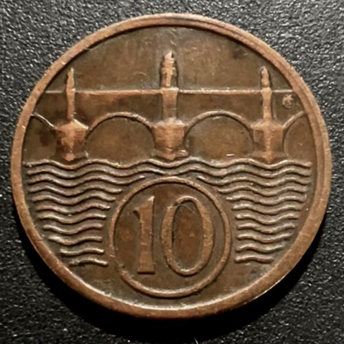 CZECHOSLoVAKIA - Old Bronze Coin 10 Haleru 1922 First Czechoslovak Republic *