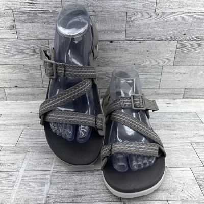 Chaco Lowdown Gray Tan Flip Flop Sandals Women Size 9