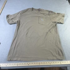 Carhartt Shirt Mens Large Tan Original Fit Pocket Workwear Heavyweight Tee