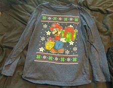 Jumping Beans Boys Long Sleeve Shirt Super Mario Size 7 Nintendo Holiday Shirt
