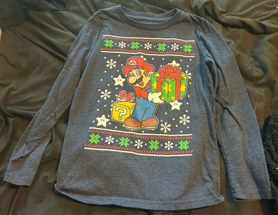 Jumping Beans Boys Long Sleeve Shirt Super Mario Size 7 Nintendo Holiday Shirt