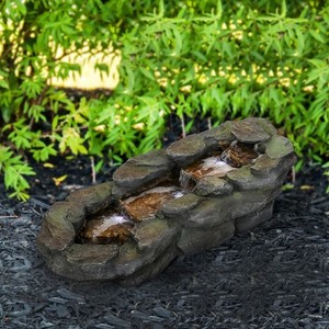 Garden Tiered Water Fountain – Resin Outdoor Cascading Feature with LED Lights