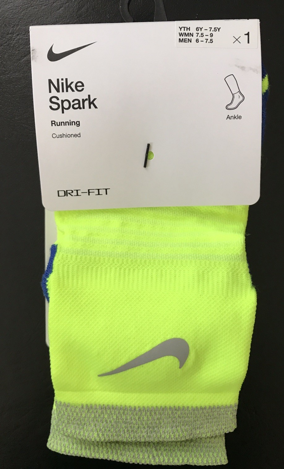 1 Pk Nike Spark Cushioned Running Ankle Socks Size Women 7.5-9 Men 6-7.5 DRI-FIT