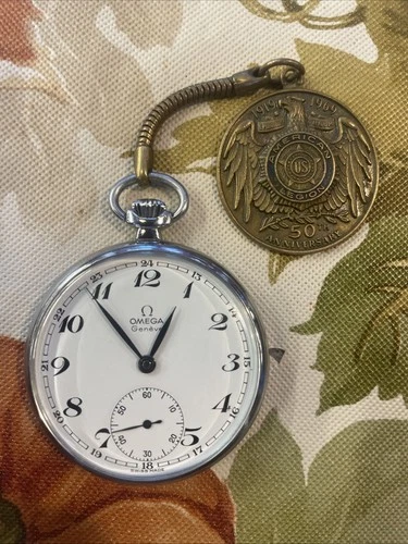 Antique 48mm Omega Geneve 17 Jewel Mechanical Pocket Watch 830 Swiss Made
