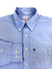 Brooks Brothers 346 Men's Button Down 100 Cotton Pocket Blue Shirt Large