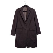 Uniqlo Coat Womens XL Black Chesterfield Wool Cashmere Blend Business Formal