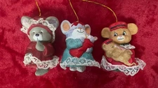 Vintage JASCO CARING CRITTER CHIMERS Bisque Porcelain Bell Ornaments-set of 3