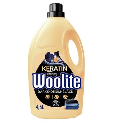 Woolite Schwarz Waschmittel 4,5L 75WL Keratin für Dunkles & Denim