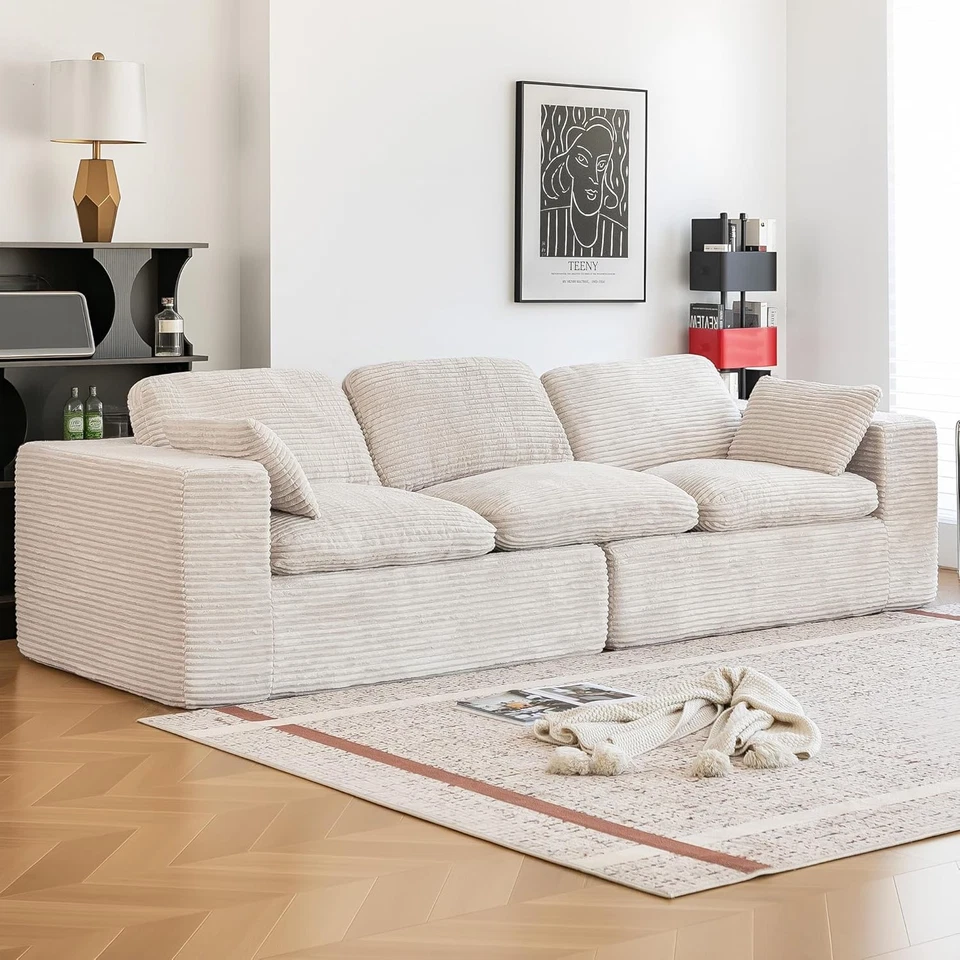 Sofá de gran tamaño para sala de estar, sofá sin hueso con cojines de asiento mullidos Foto 2 de 4