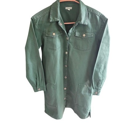 Vertbaudet Kids Green Denim Button Front Shirt Dress Size 14 Years