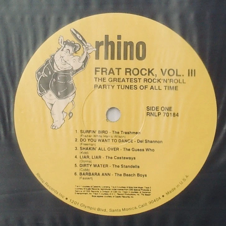 FRAT ROCK Vol. 3 Beach Boys Standells The Kingsmen RHINO RNLP 70184 vinyl LP M- - Image 4 of 4