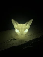 Sphynx Cat Head Tea Light Holder – 3D Printed Flickering LED Candle Gothic Decor