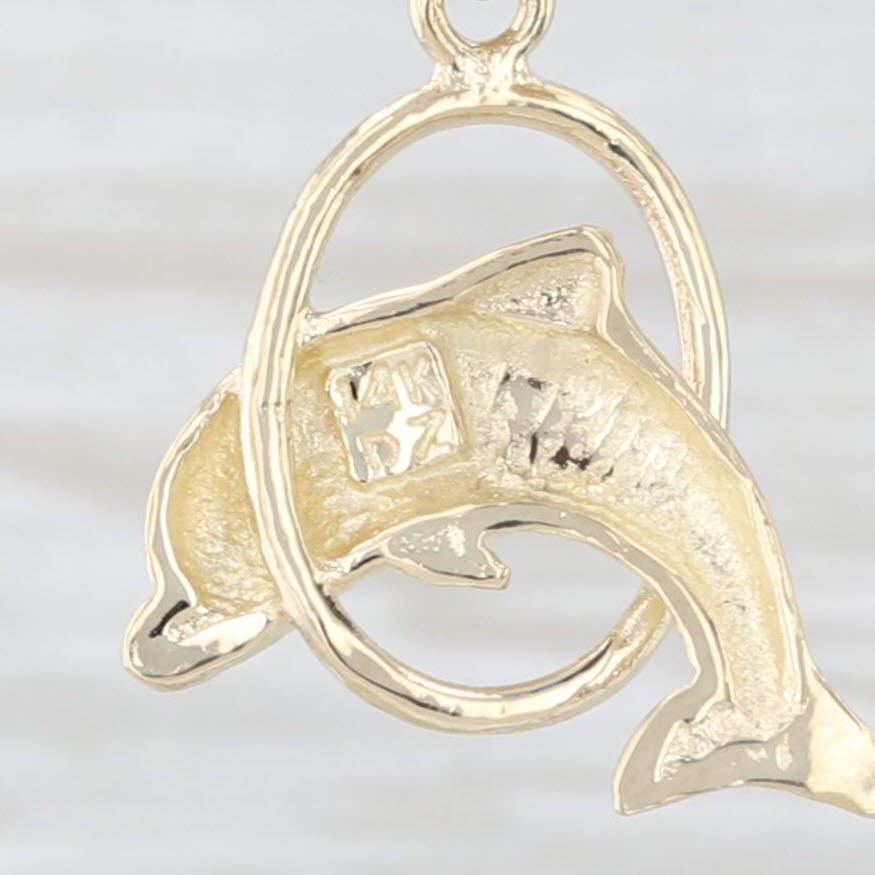 Dolphin Jumping Through Hoop Dangle Earrings 14k … - image 4