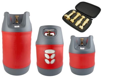 CAMPKO Komposit Gastankflasche mit Füllstopp 5-14kg + LPG-Flaschentankadapterset