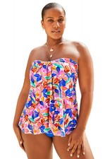Swimsuits for All Women's Flyaway Bandeau Tankini Top Plus Sizes Available