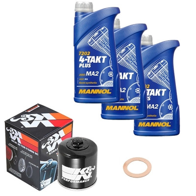 K&N Ölfilter Set MANNOL 10W40 3L für Kawasaki GPZ 500 S EX500A Bj.1993