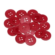 20pcs Sewing Buttons 5/8" Resin Round Flat 4-Hole Craft Buttons, Red