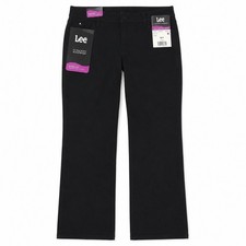NWT Lee Women s Midrise Straight Relaxed Fit Pants, Black, Size 10P