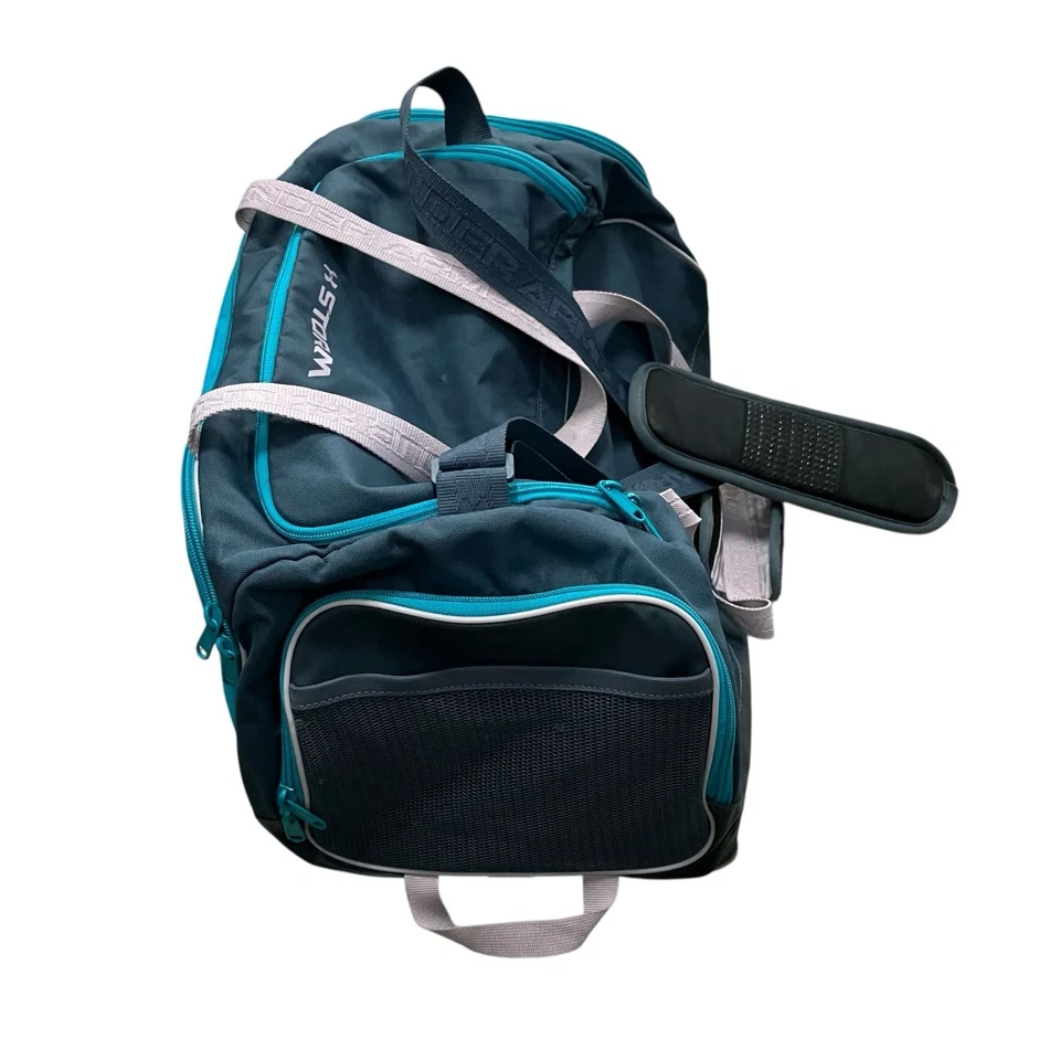 Bolsa de viagem Under Armour Storm cinza e azul-petróleo com compartimento de sapatos viagem noturna - Imagem 3 de 4