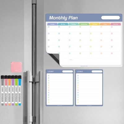 Dry Erase Calendar Set, Monthly Planner and Checklist, Electrostatic Adsorpti...