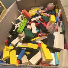 100 Piece Domino Set! Multi Colored Play Wood Dominos! Dominos For Kids!