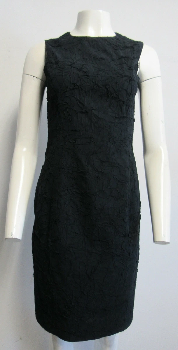 MICHAEL KORS Navy Blue SIlk Crinkle Textured Sheath Dress SZ 4