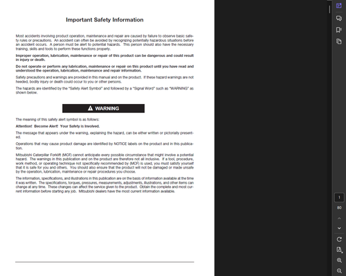 MANUAL DE REPARACIÓN DE CARRETILLA ELEVADORA ELÉCTRICA MITSUBISHI FBS20 PDF USB - Imagen 4 de 5