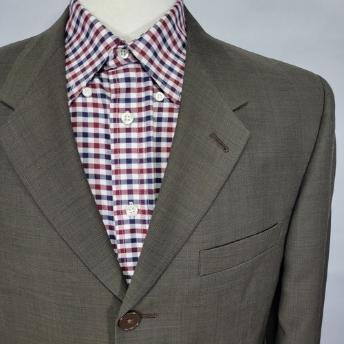 Pierre Cardin Men's Sport Coat Blazer Three Button Brown Nailhead Wool Size 42L - Picture 6 of 14