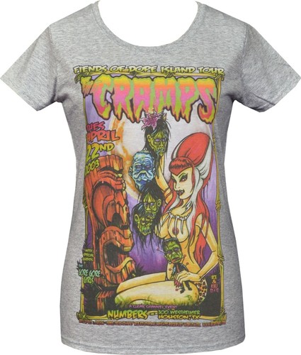 The Cramps Womens TIKI T-Shirt Psychobilly Shrunken Heads Pin-up Zombie Garage - Picture 4 of 4