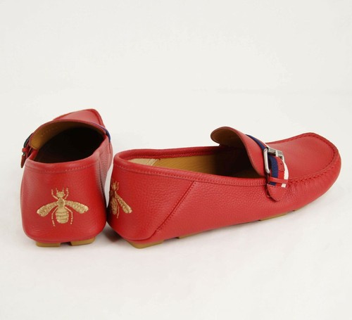 Gucci Men's Red Leather Slip On Loafer with BRW Web Strap 7.5 G/US 8 473766 6467 - Picture 5 of 11