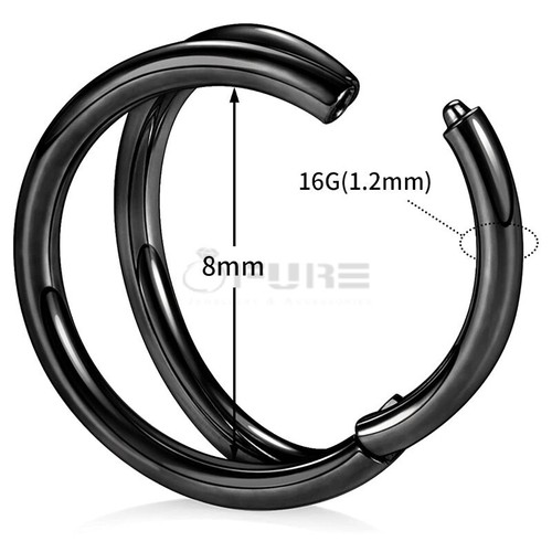 1pc 8MM Unisex Hoop Nose Septum Ring Lip Ear Piercing Surgical Stainless Steel - Picture 8 of 72