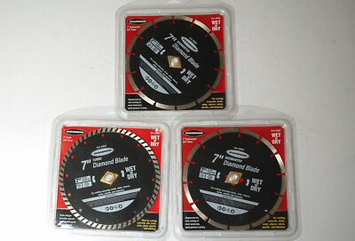 Three Warrior 7'' Wet or Dry Masonry Blades Concrete Brick Slate Stone Stucco NEW